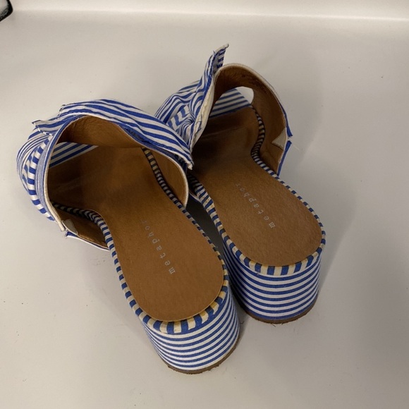 Metaphor sandal slides blue white stripe bow Women  11 - Picture 4 of 5